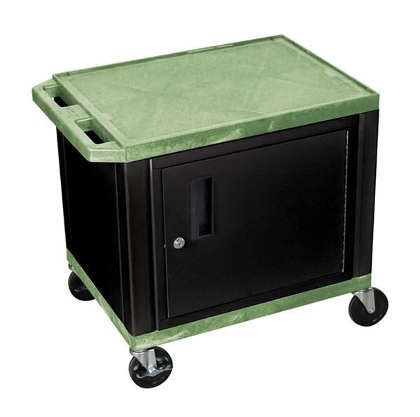 Luxor Tuffy Green 2 Shelf AV Cart W/ Black Cabinet &
