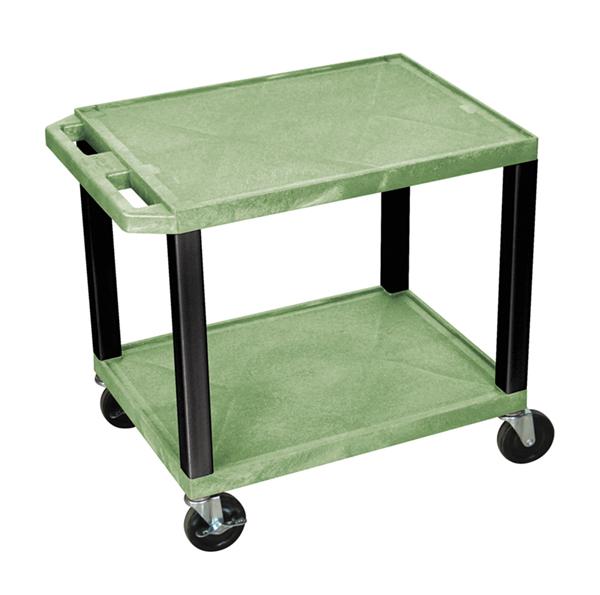Luxor Tuffy Green 2 Shelf AV Cart w/ Black Legs & Electric
