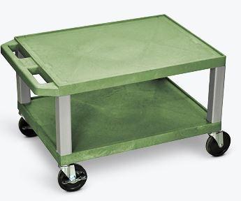 Luxor Tuffy Green 2 Shelf AV Cart w/ Electric
