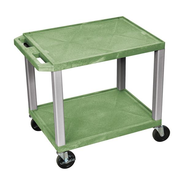 Luxor Tuffy Green 2 Shelf AV Cart w/ Nickel Legs & Electric