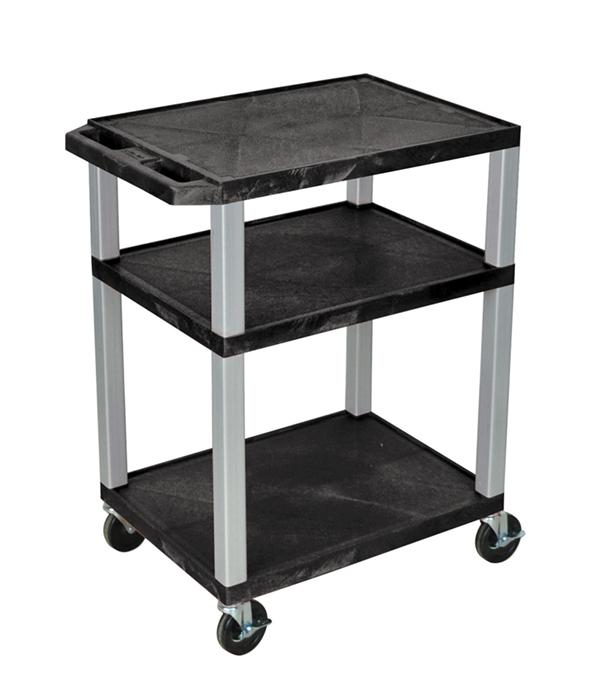 Luxor Tuffy Green 3 Shelf AV Cart W/ Black Legs Cabinet &