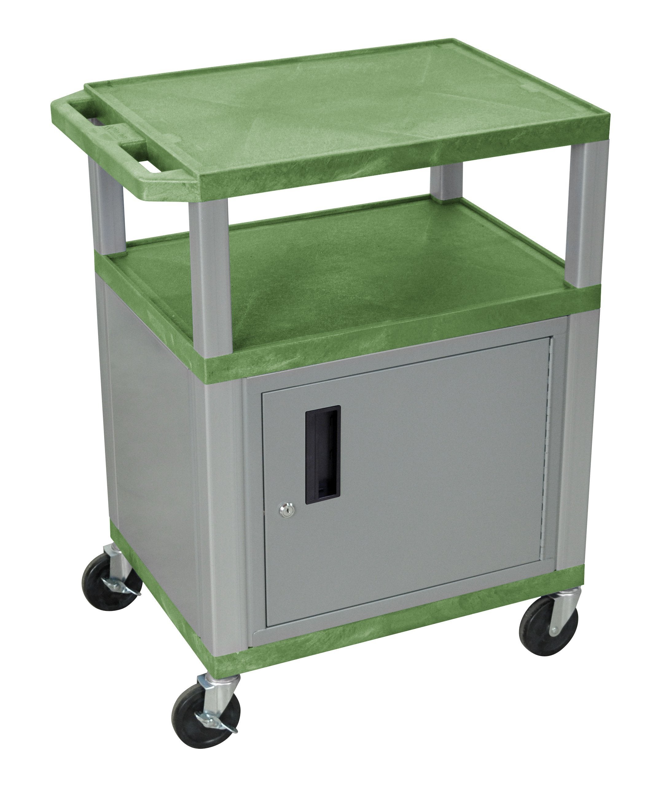 Luxor Tuffy Green 3 Shelf AV Cart w/ Black Legs & Electric