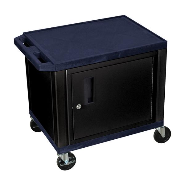 Luxor Tuffy Navy Blue 2 Shelf AV Cart W/ Black Cabinet &