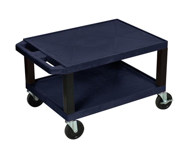 Luxor Tuffy Navy Blue 2 Shelf AV Cart w/ Black Legs