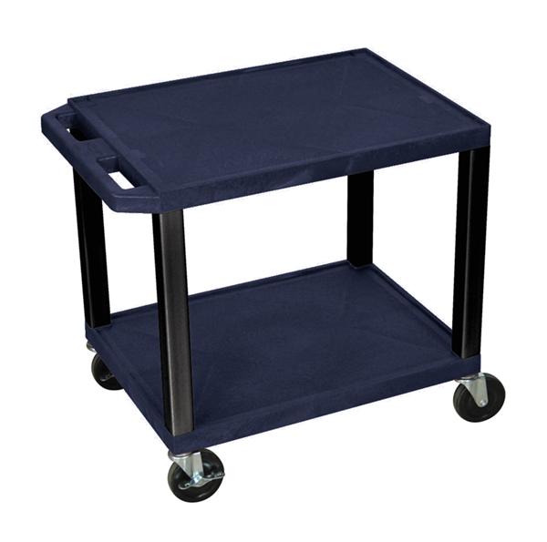 Luxor Tuffy Navy Blue 2 Shelf AV Cart w/ Black Legs &