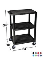 Luxor Tuffy Navy Blue 3 Shelf AV Cart W/Black Legs Cabinet