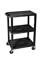 Luxor Tuffy Navy Blue 3 Shelf AV Cart W/Black Legs Cabinet