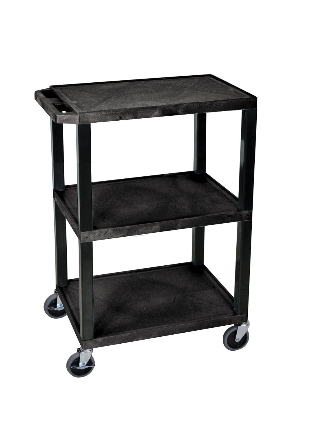 Luxor Tuffy Navy Blue 3 Shelf AV Cart W/Black Legs Cabinet