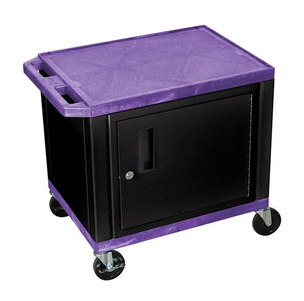 Luxor Tuffy Purple 2 Shelf AV Cart W/ Black Cabinet &