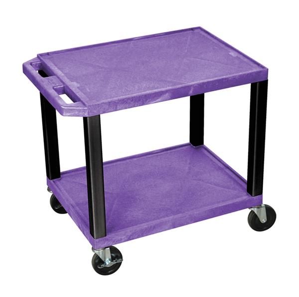 Luxor Tuffy Purple 2 Shelf AV Cart w/ Black Legs & Electric