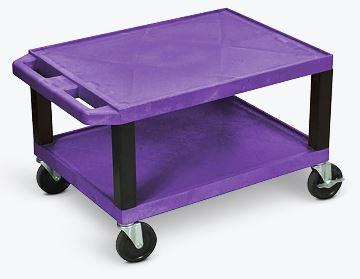 Luxor Tuffy Purple 2 Shelf AV Cart w/ Black Legs & Electric