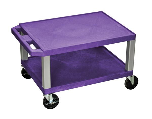 Luxor Tuffy Purple 2 Shelf AV Cart w/ Nickel Legs & Electric