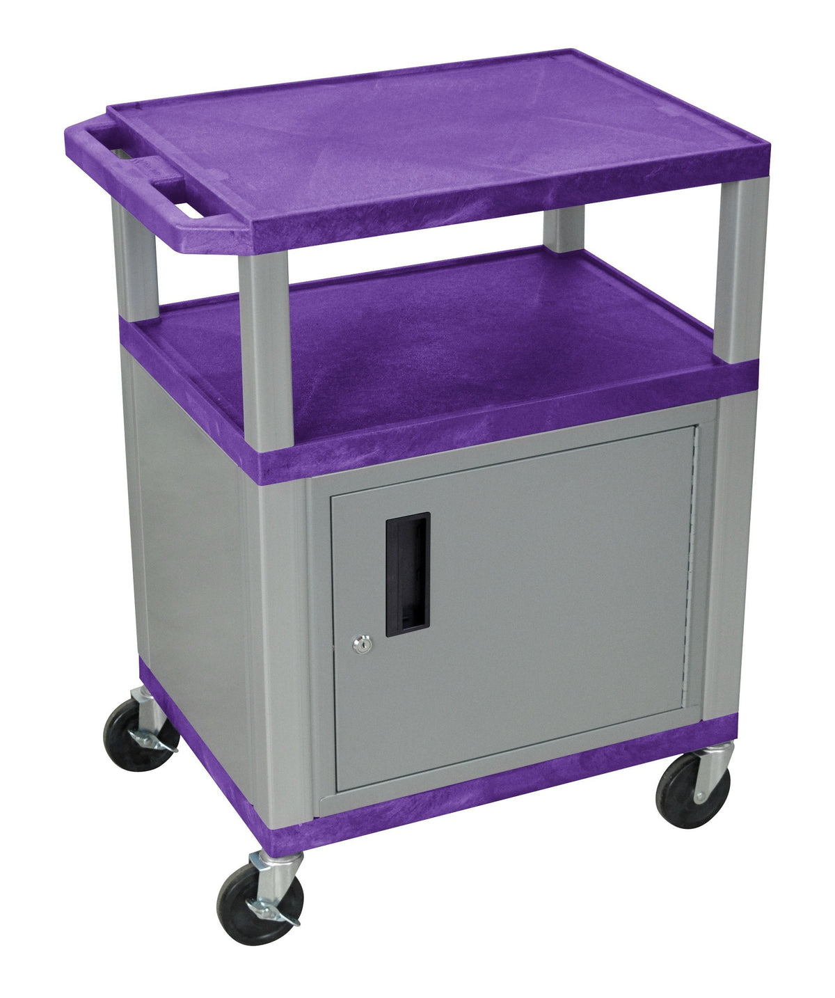 Luxor Tuffy Purple 3 Shelf AV Cart w/ Black Legs & Electric