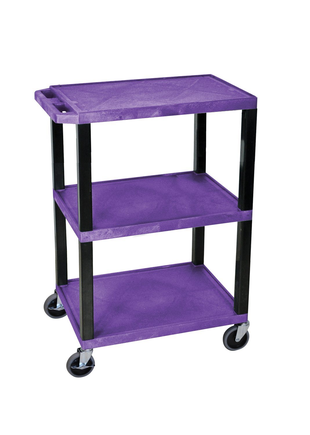 Luxor Tuffy Red 3 Shelf AV Cart W/ Black Legs Cabinet &