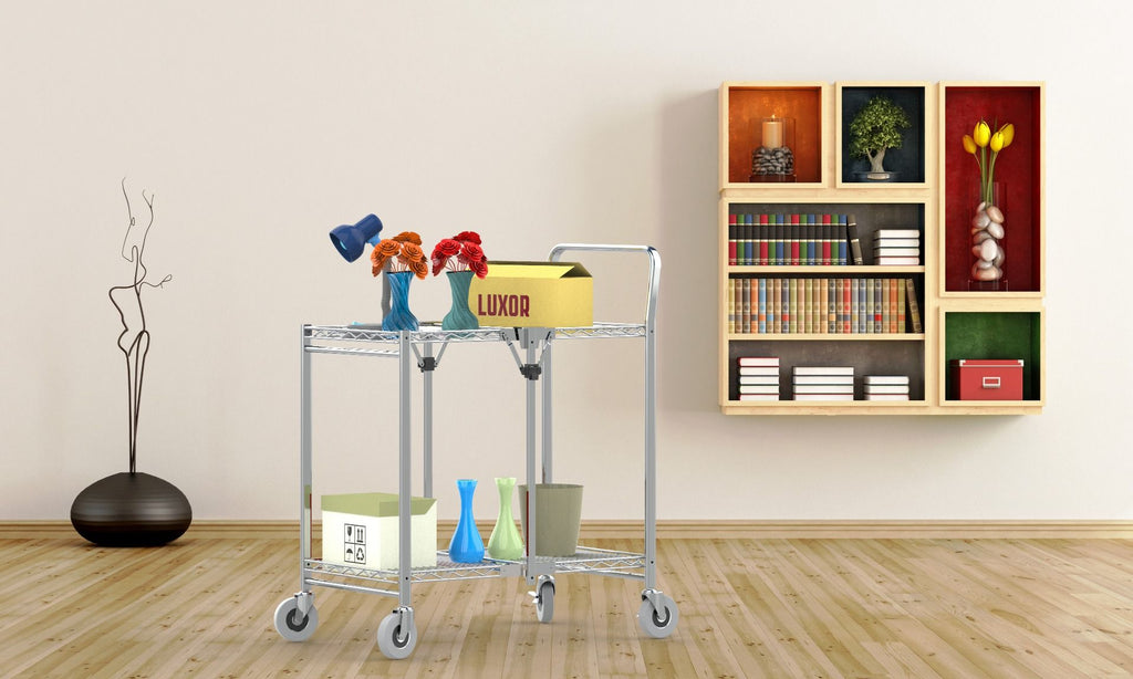 Luxor Two-Shelf Collapsible Wire Utility Cart - WSCC-2
