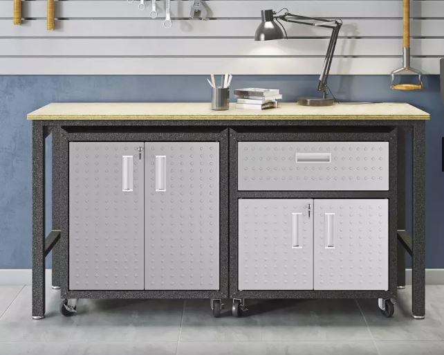 Manhattan Comfort Fortress 3 Piece Set and Worktable 2.0