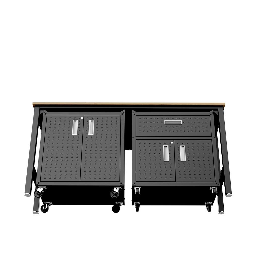 Manhattan Comfort Fortress 3 Piece Set and Worktable 2.0