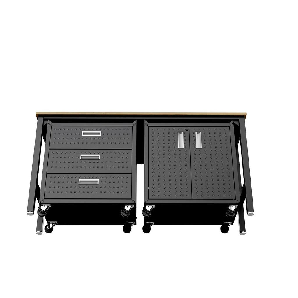Manhattan Comfort Fortress 3 Piece Set and Worktable 3.0