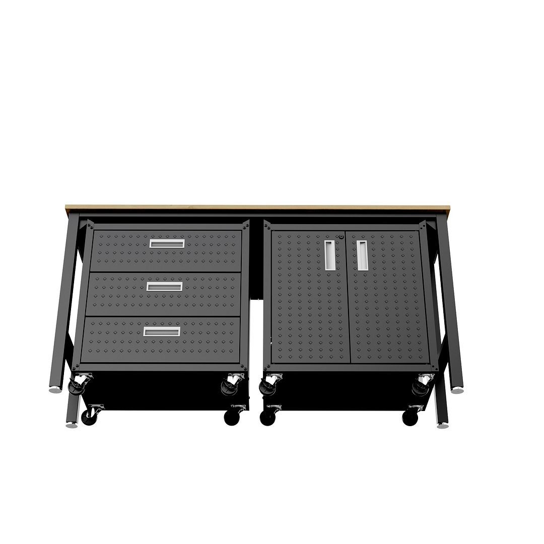 Manhattan Comfort Fortress 3 Piece Set and Worktable 3.0