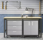 Manhattan Comfort Fortress 3 Piece Set and Worktable 3.0