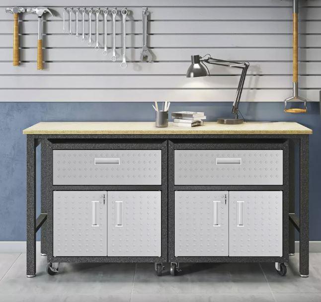 Manhattan Comfort Fortress 3 Piece Set and Worktable 4.0