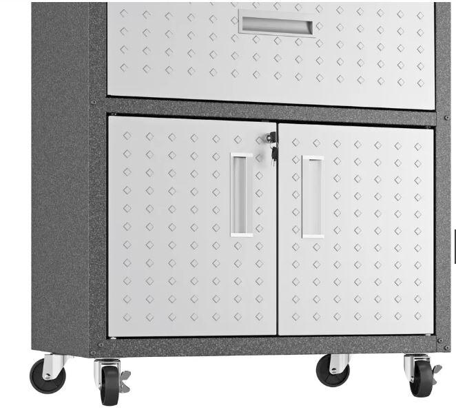 Manhattan Comfort Fortress 3 Piece Set and Worktable 4.0