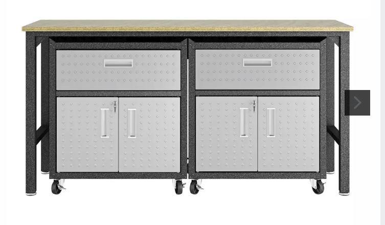 Manhattan Comfort Fortress 3 Piece Set and Worktable 4.0
