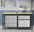 Manhattan Comfort Fortress 3 Piece Set and Worktable 5.0