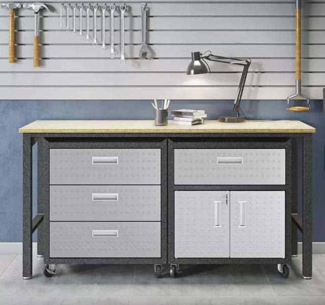 Manhattan Comfort Fortress 3 Piece Set and Worktable 5.0
