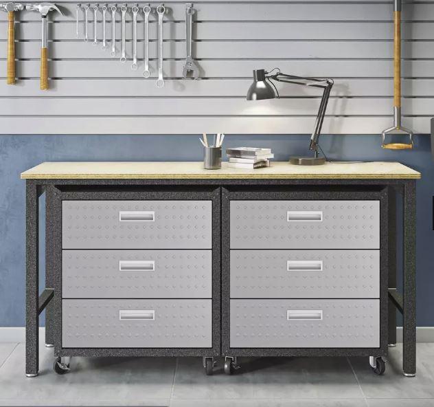 Manhattan Comfort Fortress 3 Piece Set and Worktable 6.0