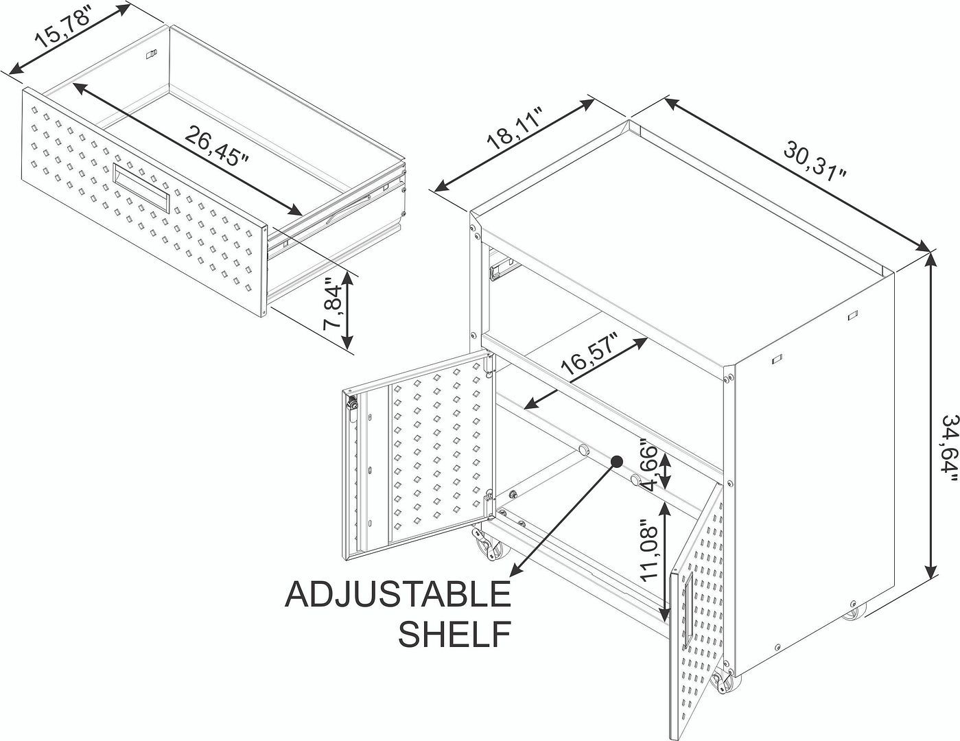 Manhattan Comfort Fortress Mobile Cabinet with Drawer