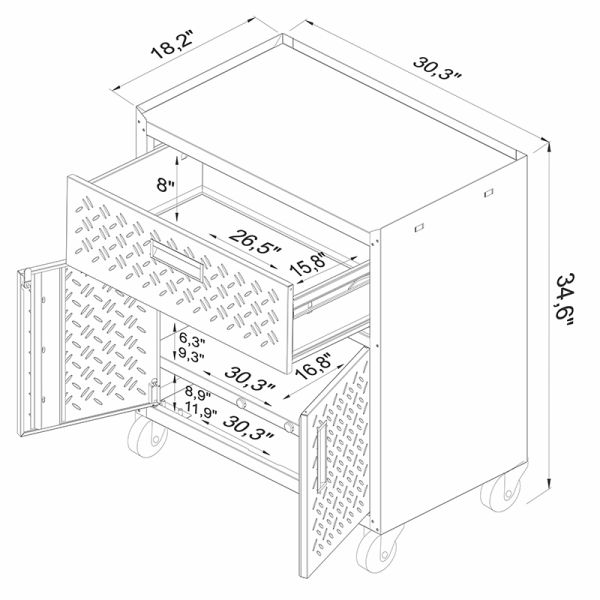 Manhattan Comfort Fortress Mobile Cabinet with Drawer
