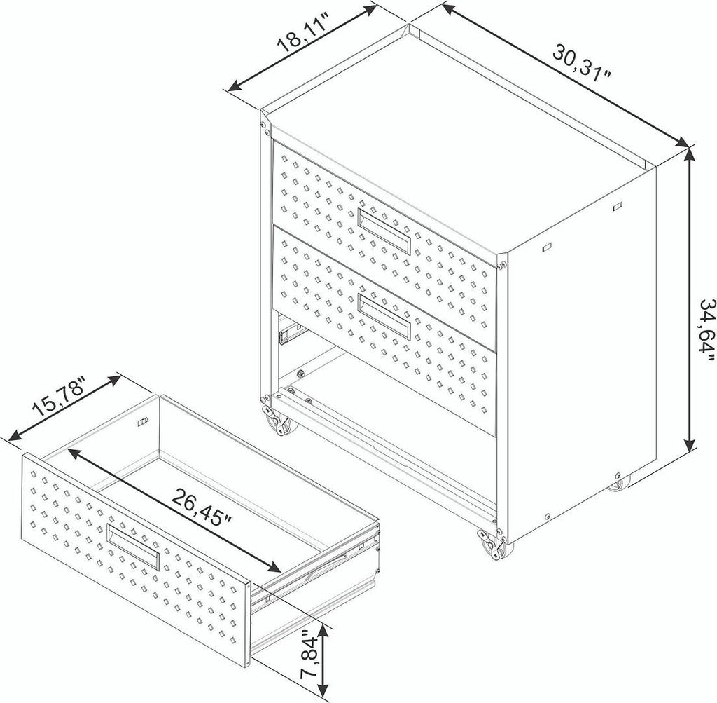 Manhattan Comfort Fortress Mobile Cabinet with Drawers