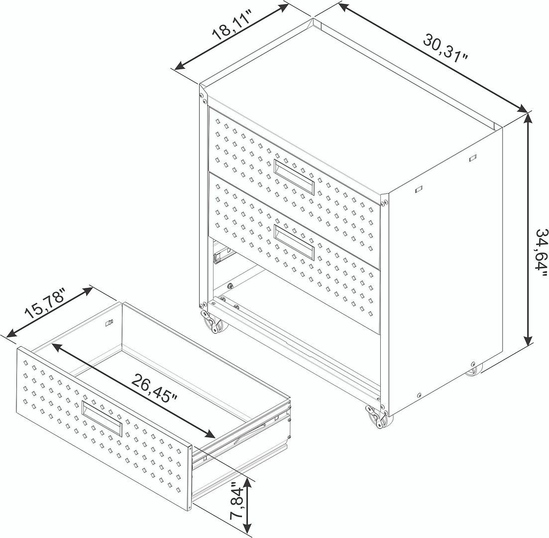 Manhattan Comfort Fortress Mobile Cabinet with Drawers