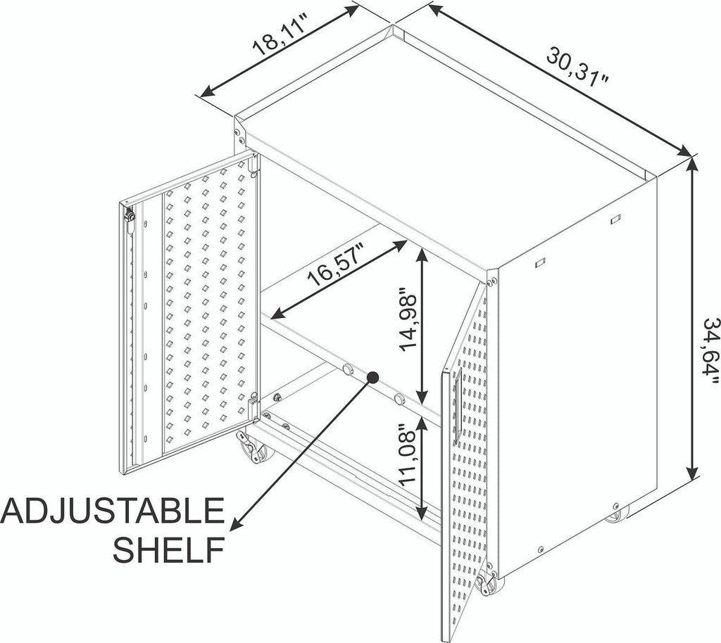Manhattan Comfort Fortress Mobile Cabinet with Shelves