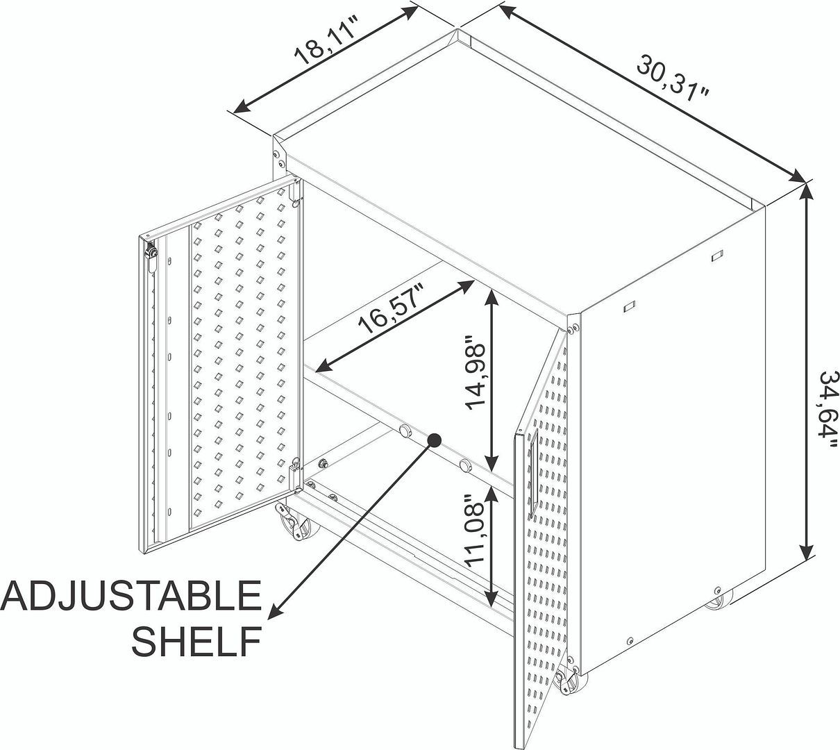 Manhattan Comfort Fortress Mobile Cabinet with Shelves