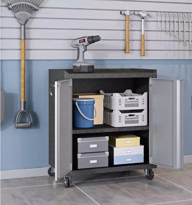 Manhattan Comfort Fortress Mobile Cabinet with Shelves