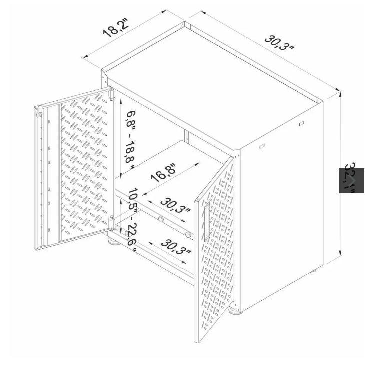 Manhattan Comfort Fortress Mobile Cabinet with Shelves