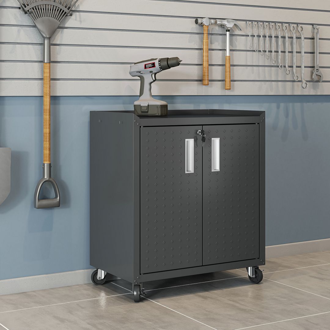 Manhattan Comfort Fortress Mobile Cabinet with Shelves