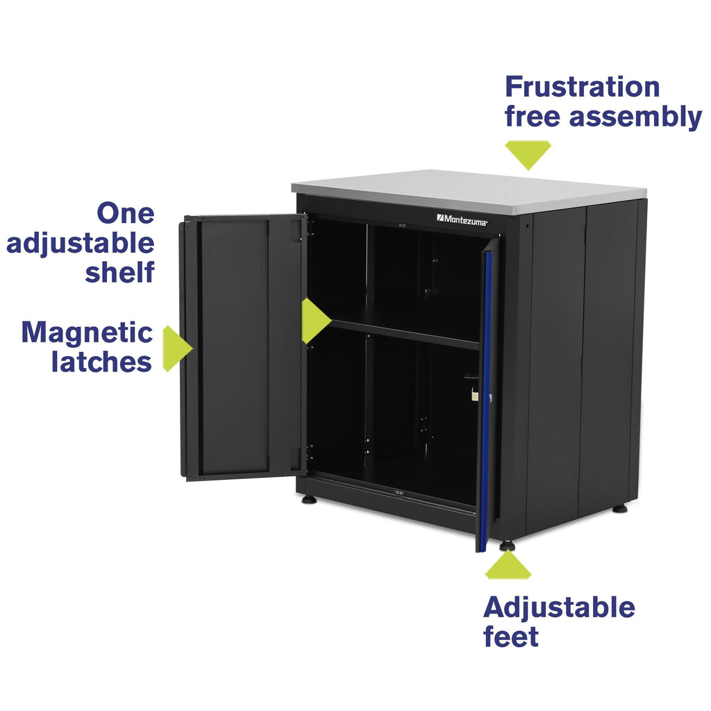 Montezuma 2-Door Base Cabinet with Stainless Steel Worktop