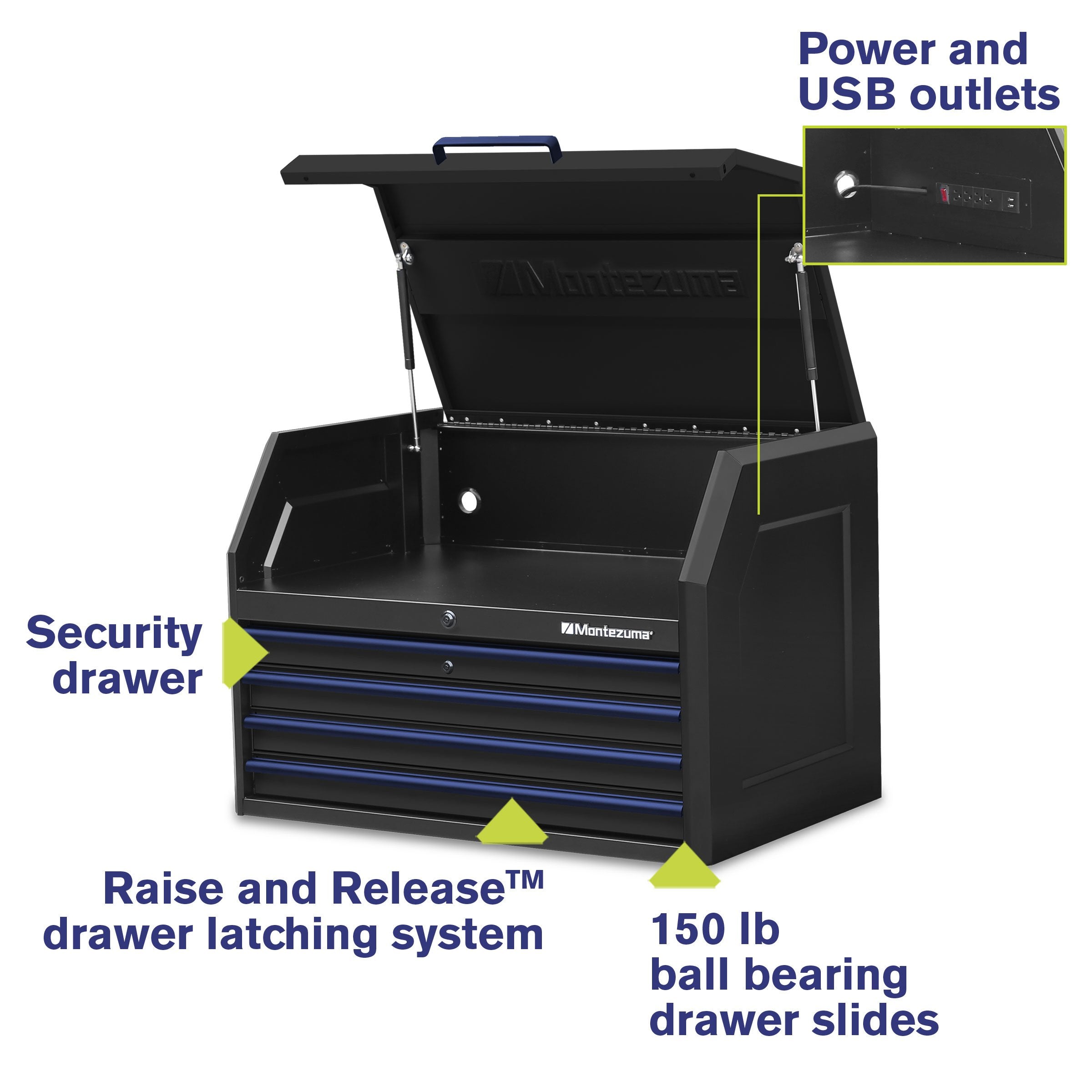 Montezuma 36 x 24 in. 4-Drawer Tool Chest - chest