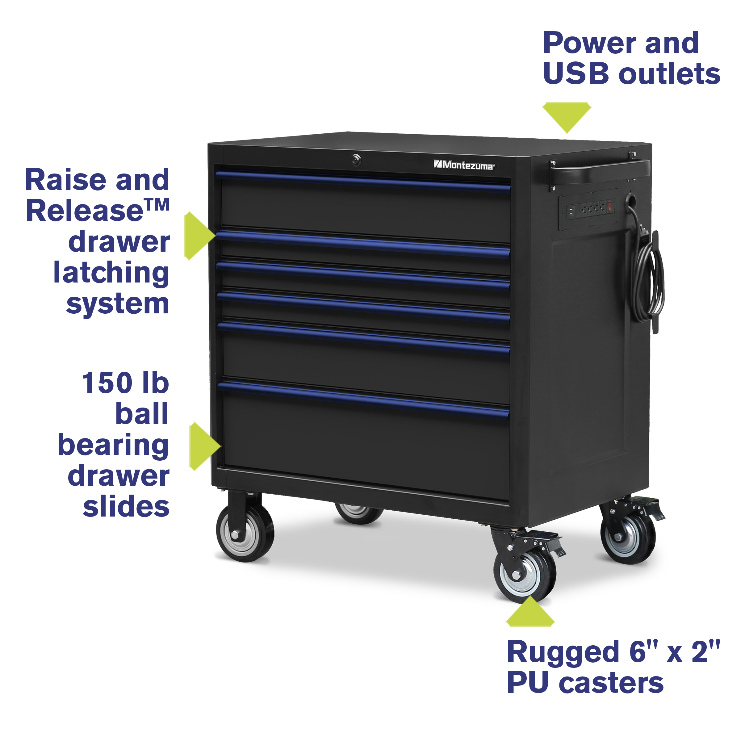 Montezuma 36 x 24 in. 6-Drawer Tool Cabinet - chest