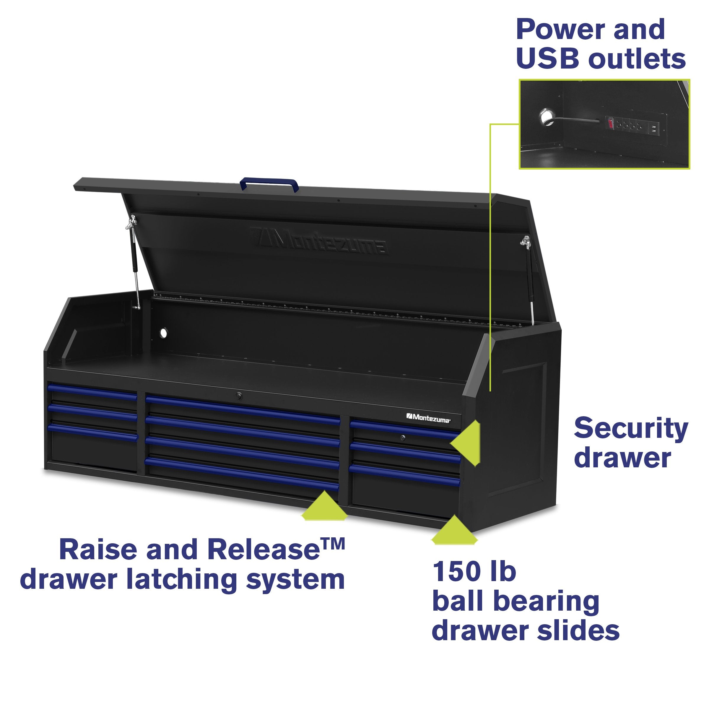 Montezuma 72 x 24 in. 10-Drawer Tool Chest - chest