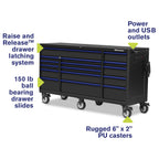 Montezuma 72 x 24 in. 16-Drawer Tool Cabinet - chest