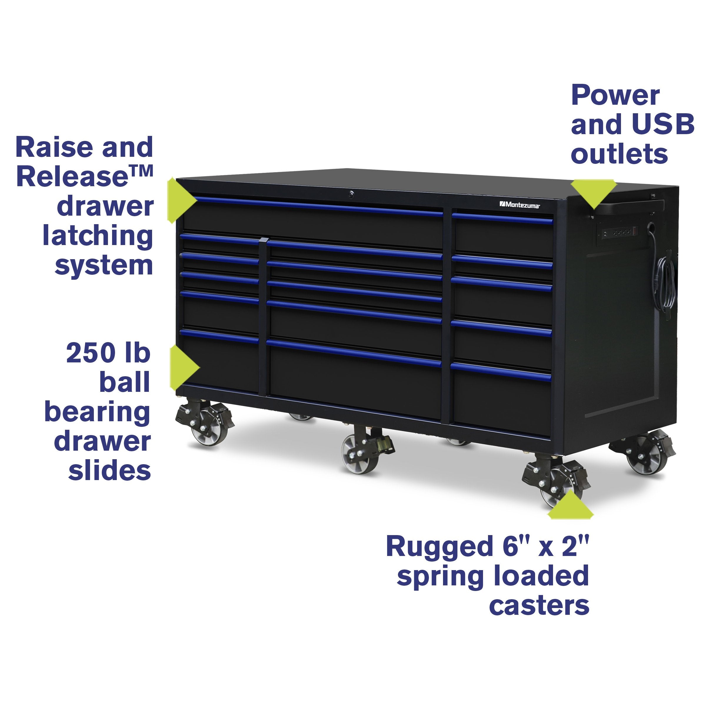 Montezuma 72 x 30 in. 16-Drawer Tool Cabinet - chest