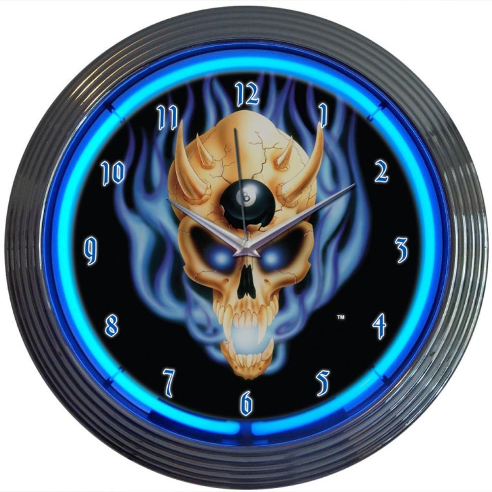 Neonetics 8 BALL SKULL NEON CLOCK