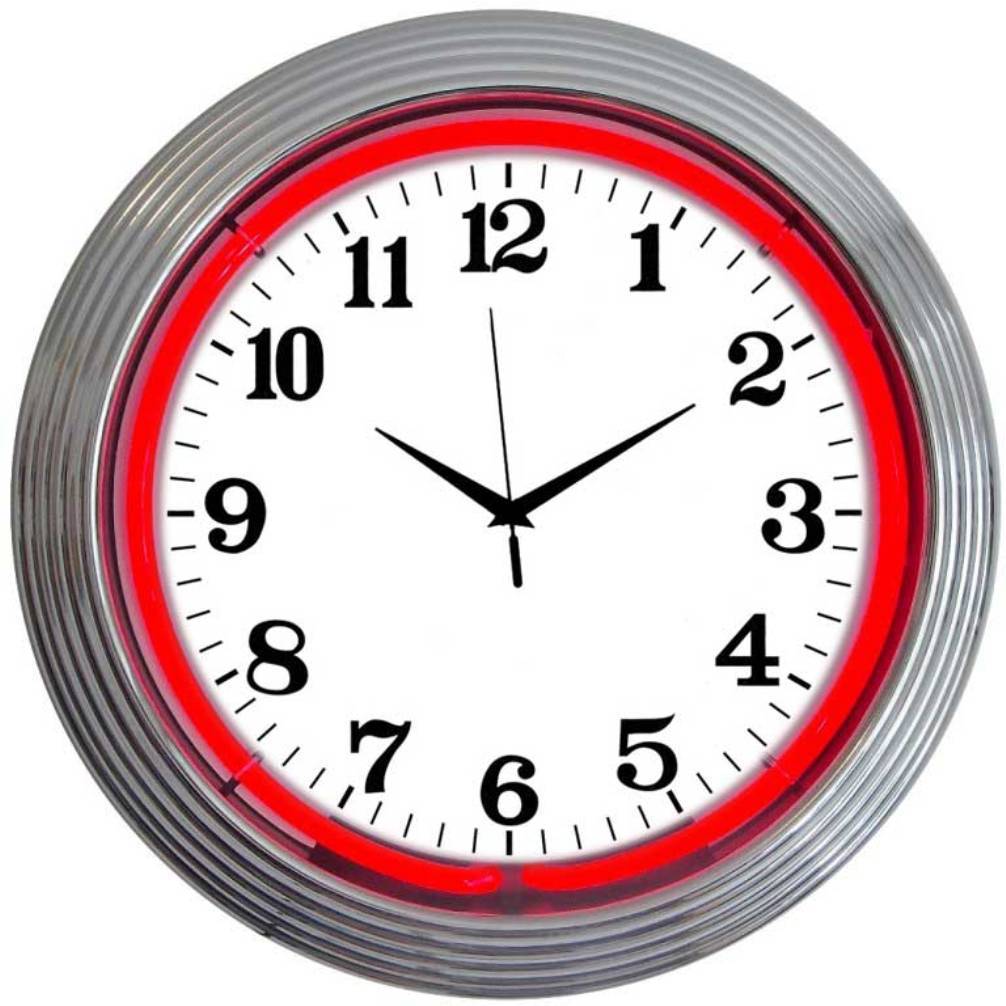 Neonetics CHROME RED STANDARD NEON CLOCK