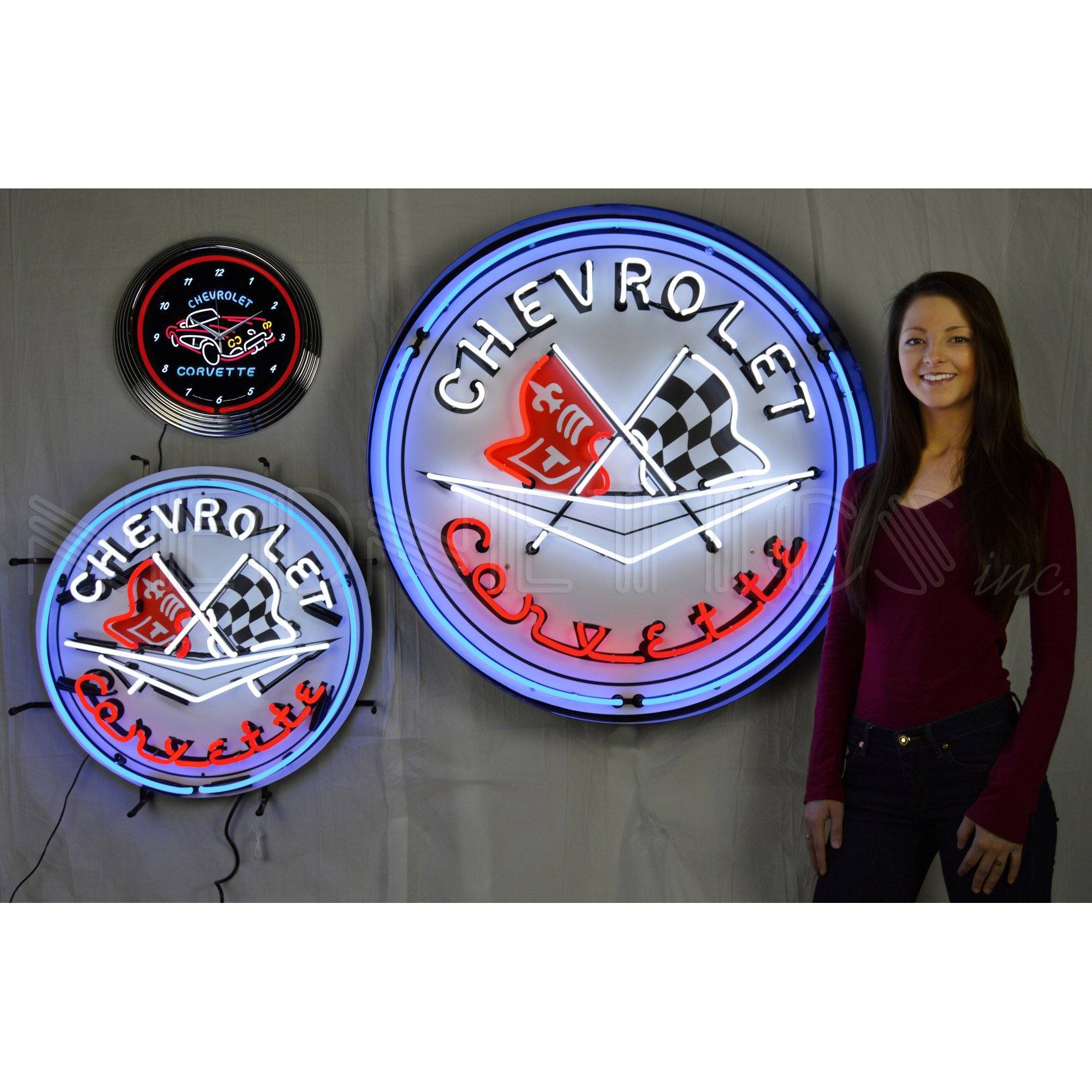 Neonetics Corvette Flags 36 Inch Neon Sign In Metal