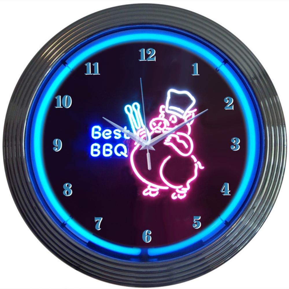 Neonetics BBQ PIG NEON CLOCK