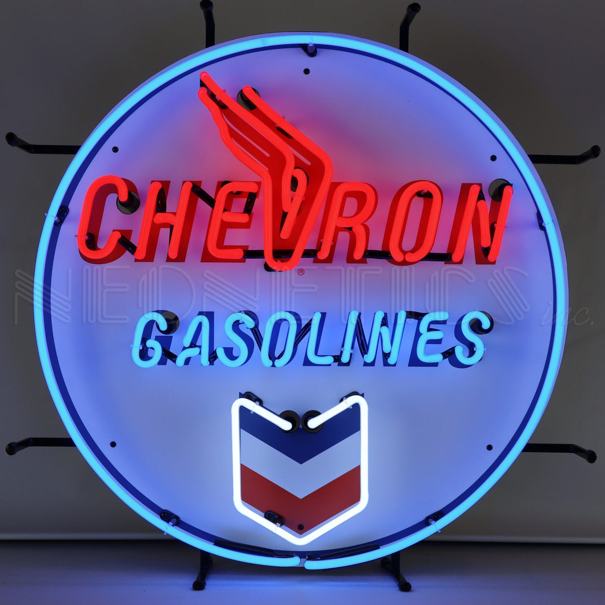 Neonetics Chevron Gasolines Round Neon Sign - 5CHVGS